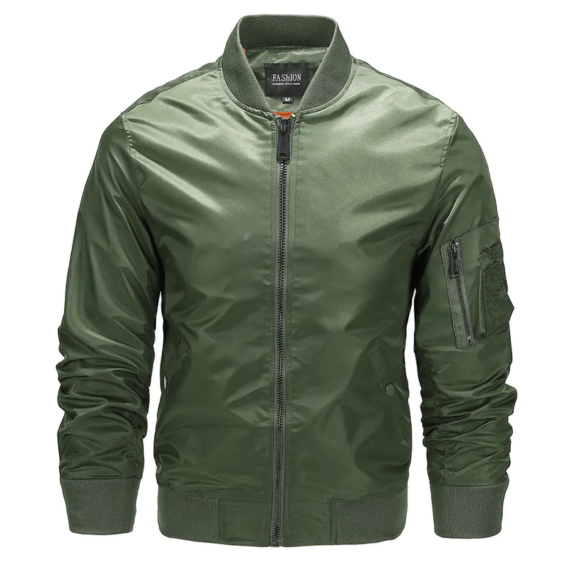 Men's Thin Stand Collar Flight Jacket for Spring & Autumn