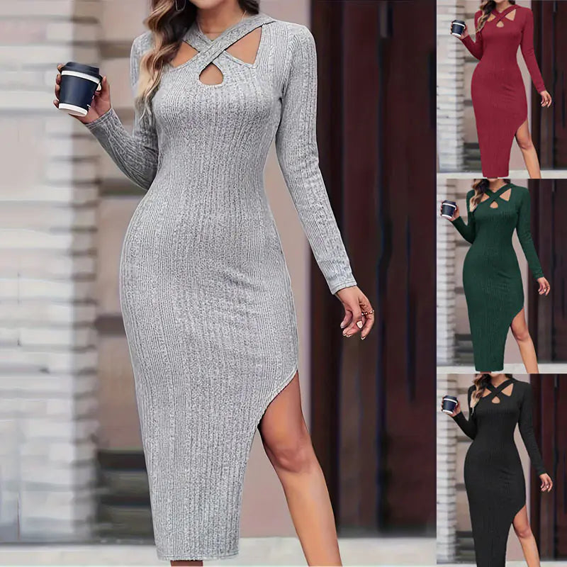 V-neck Split Hip Dress for Women