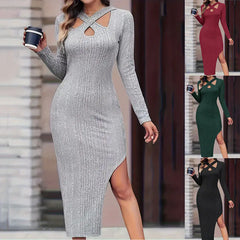 V-neck Split Hip Dress for Women