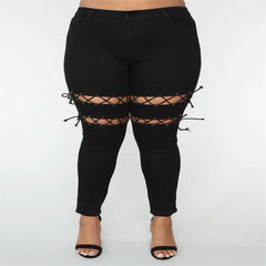 Plus Size Women's Eyelet Strap Jeans