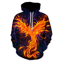 Flame Phoenix Series Versatile Loose Hoodie Top