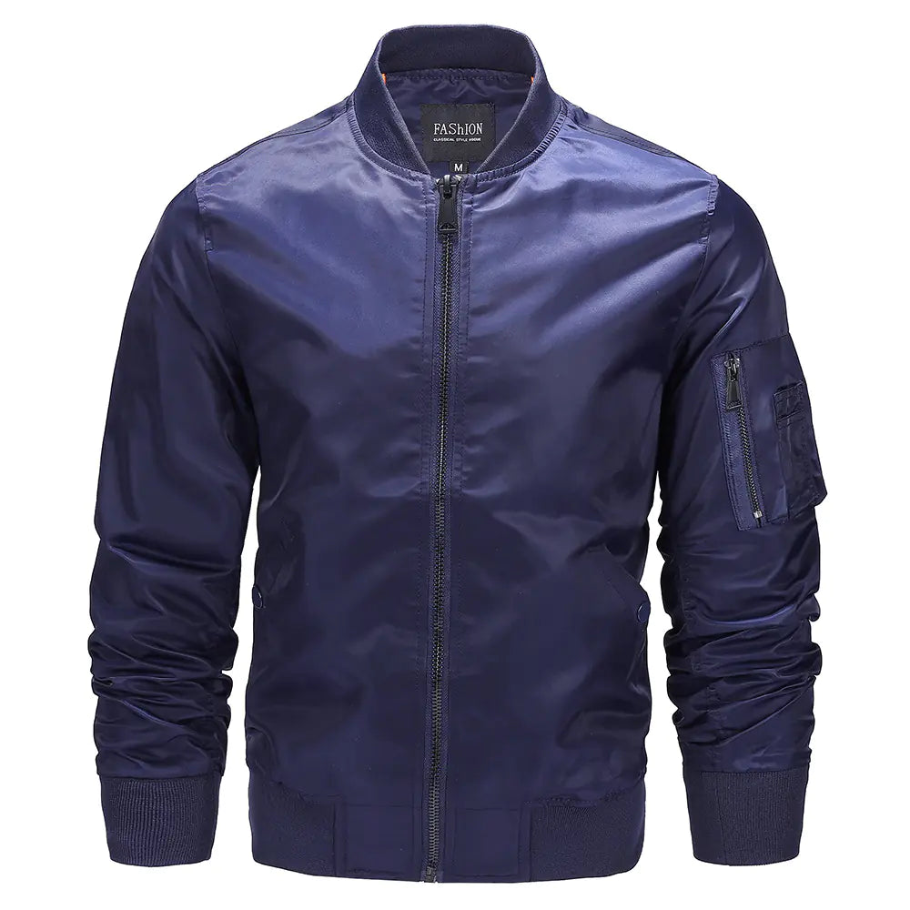 Men's Thin Stand Collar Flight Jacket for Spring & Autumn