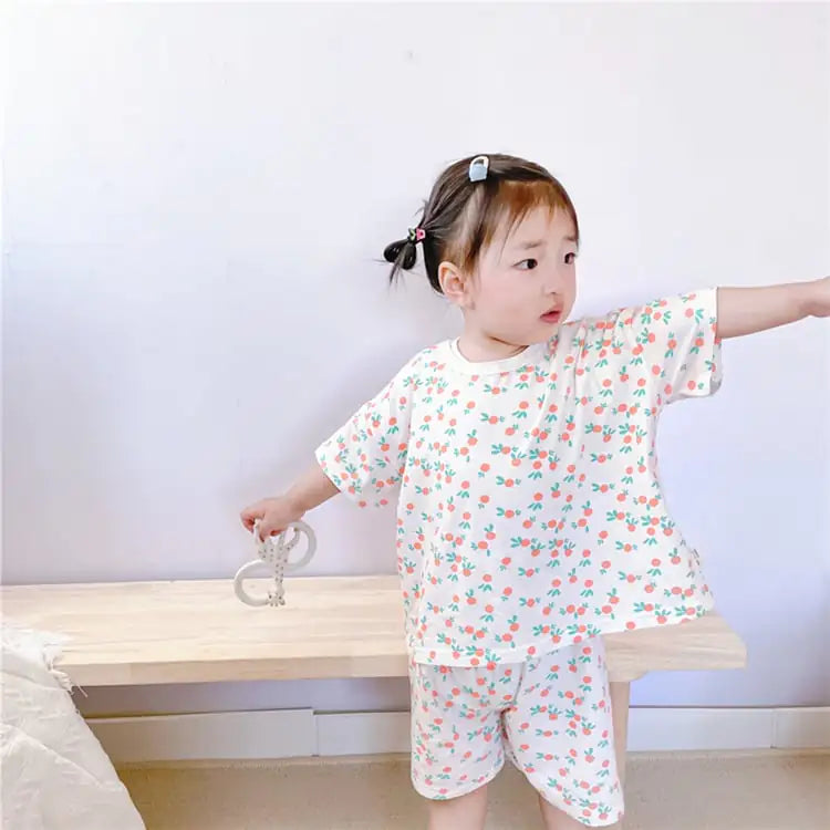 Summer Thin Half-Sleeved Home Service Suits for Kids
