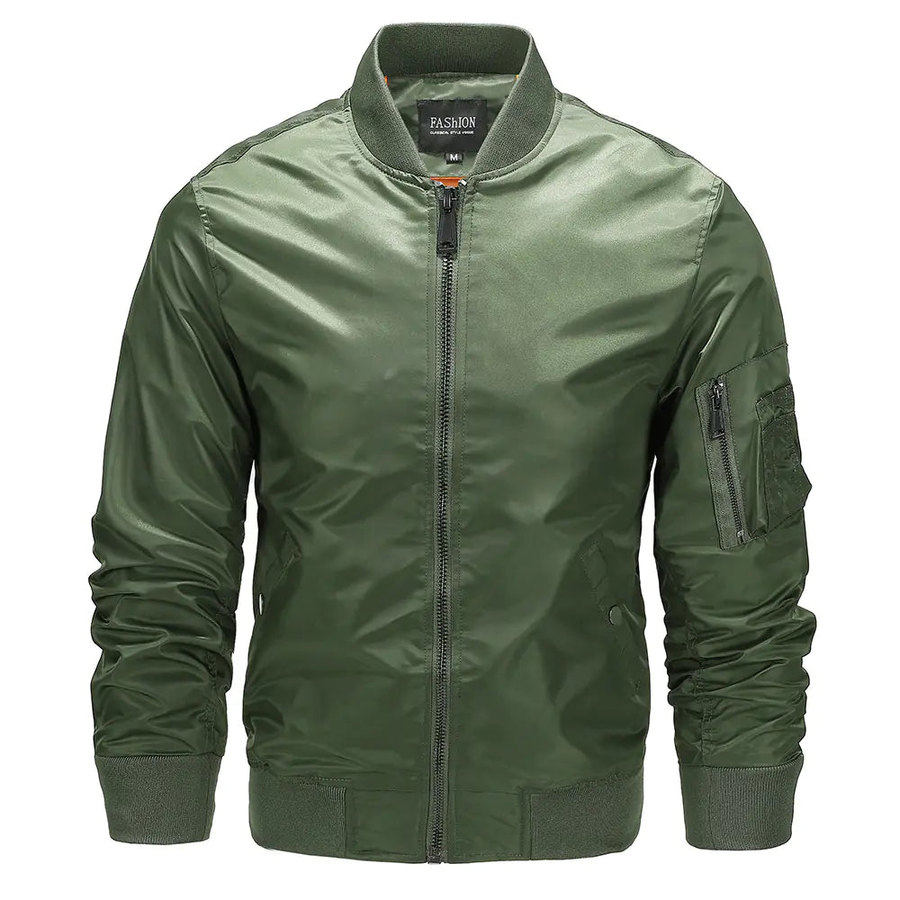 Men's Thin Stand Collar Flight Jacket for Spring & Autumn