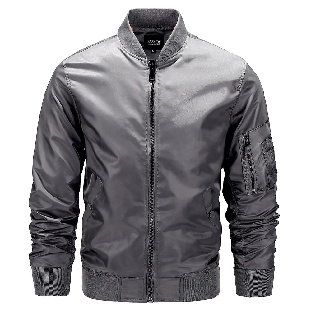 Men's Thin Stand Collar Flight Jacket for Spring & Autumn