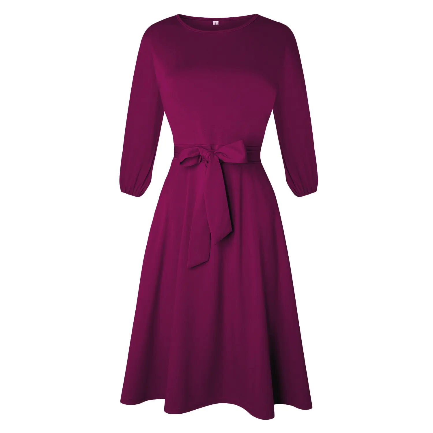 Women's Waist-Tight 3/4 Sleeve Dress with Belt