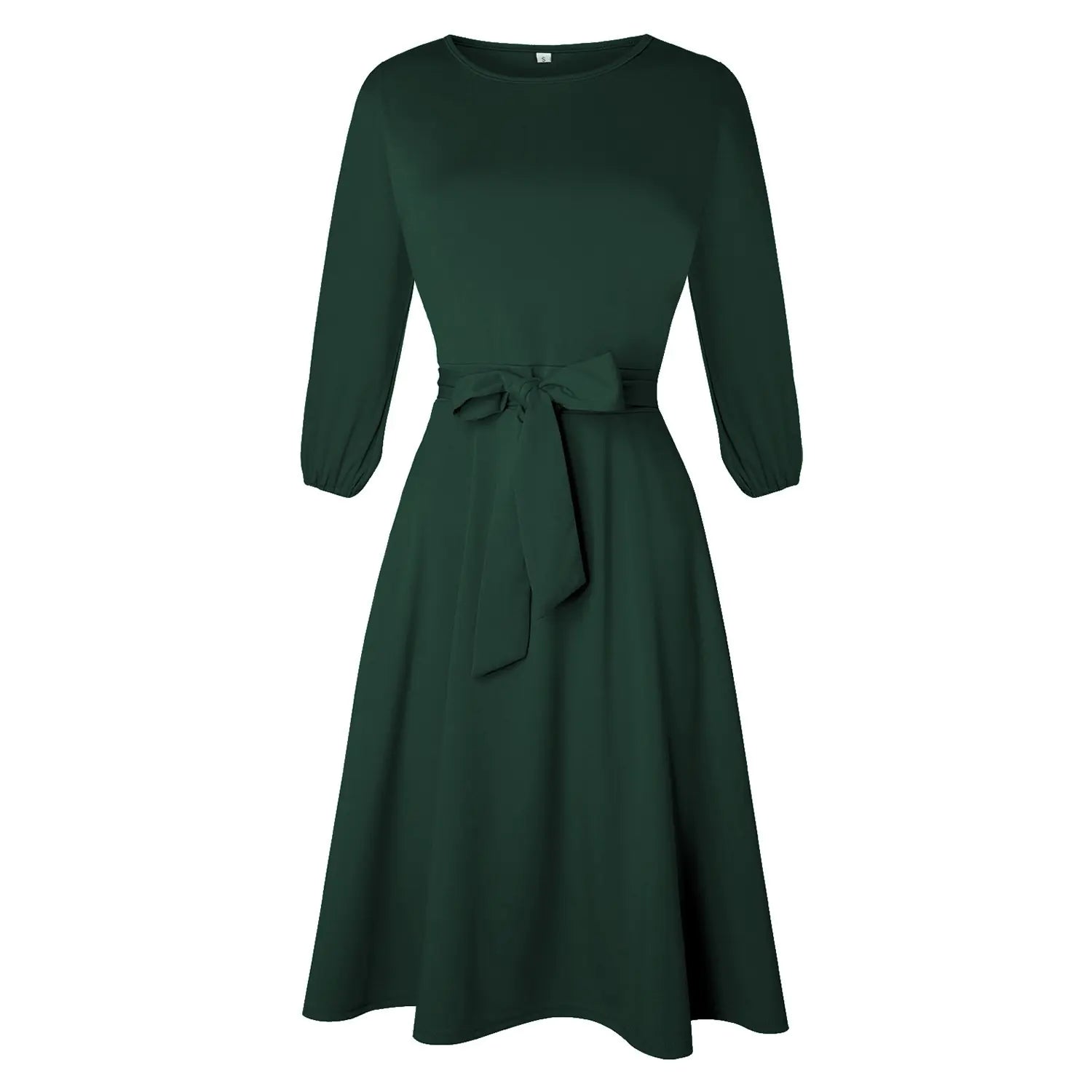 Women's Waist-Tight 3/4 Sleeve Dress with Belt