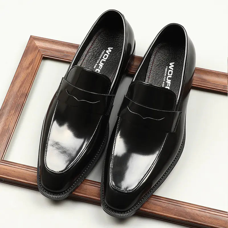 Men's Square-Toe Patent Leather Formal Business Shoes