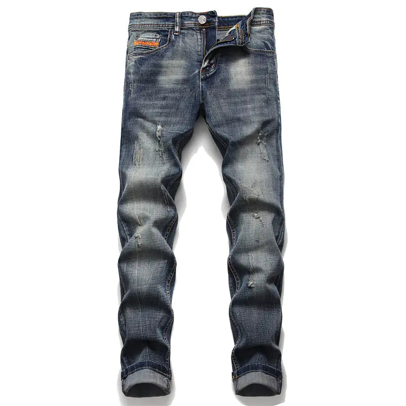 Non-Iron Ripped Straight Fit Men's Micro-Stretch Jeans