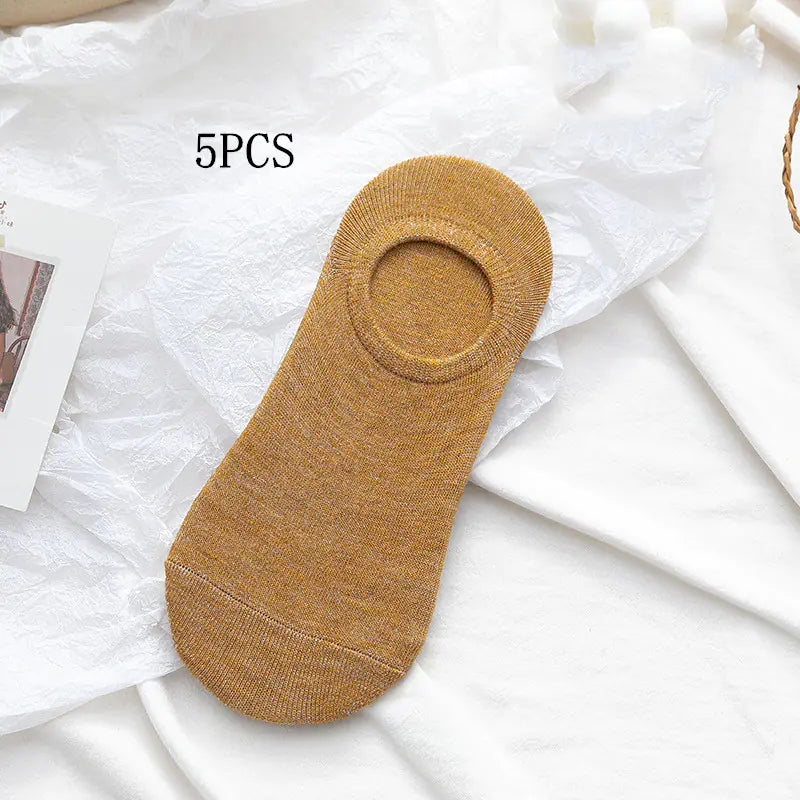 Solid Color Invisible Boat Socks for Men and Women