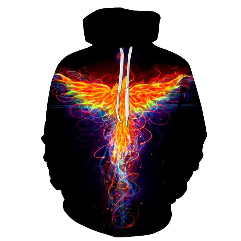Flame Phoenix Series Versatile Loose Hoodie Top