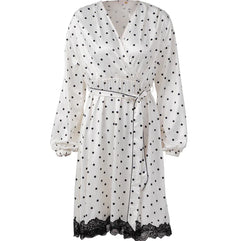 Loose-Fitting Sleep Dress with Lace and Polka Dots