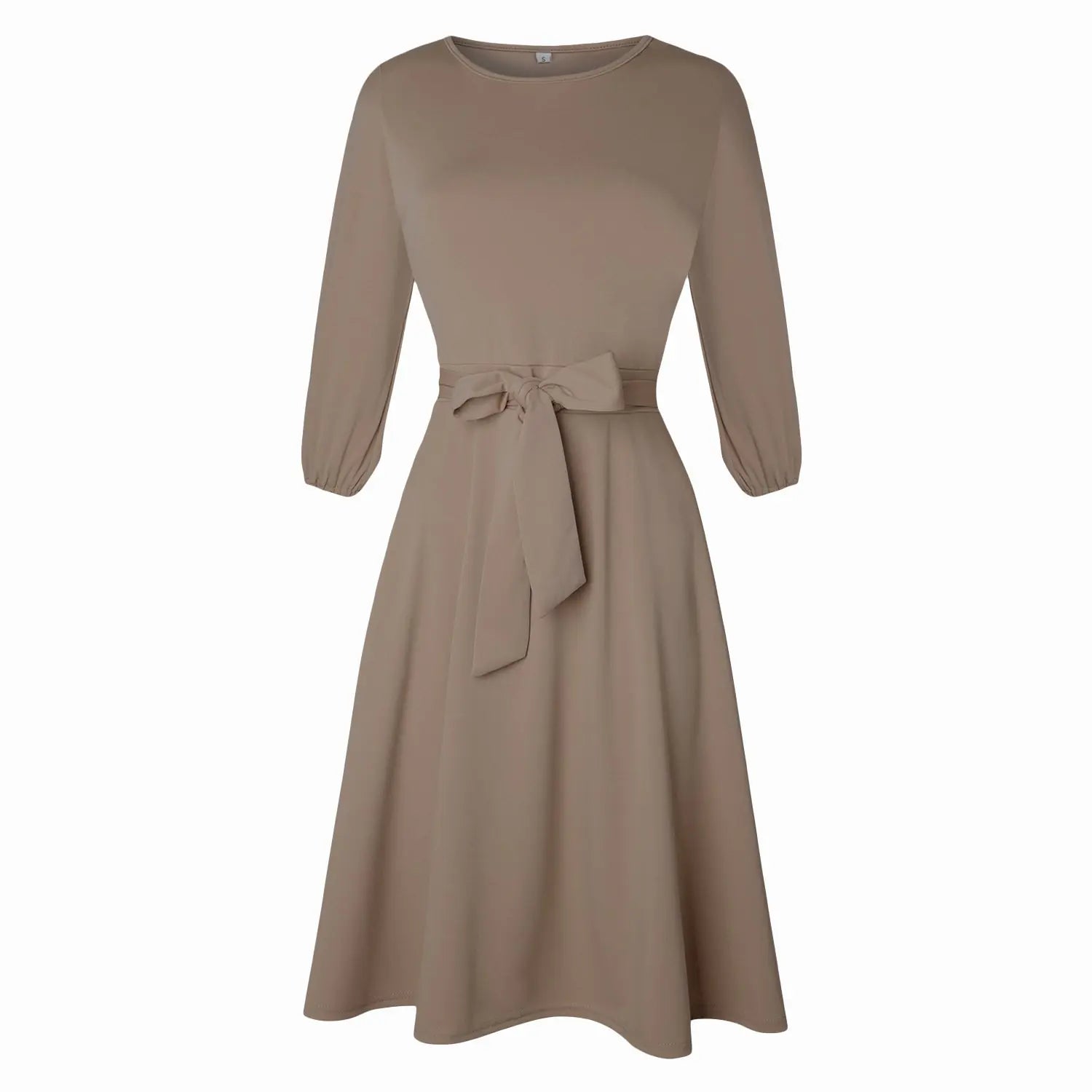 Women's Waist-Tight 3/4 Sleeve Dress with Belt