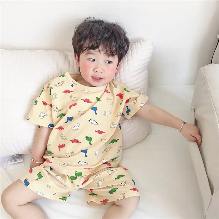 Summer Thin Half-Sleeved Home Service Suits for Kids