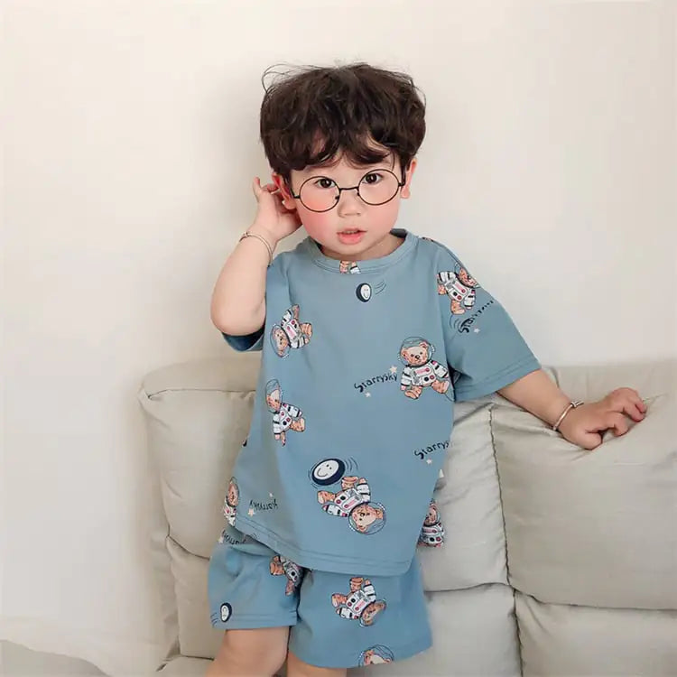 Summer Thin Half-Sleeved Home Service Suits for Kids