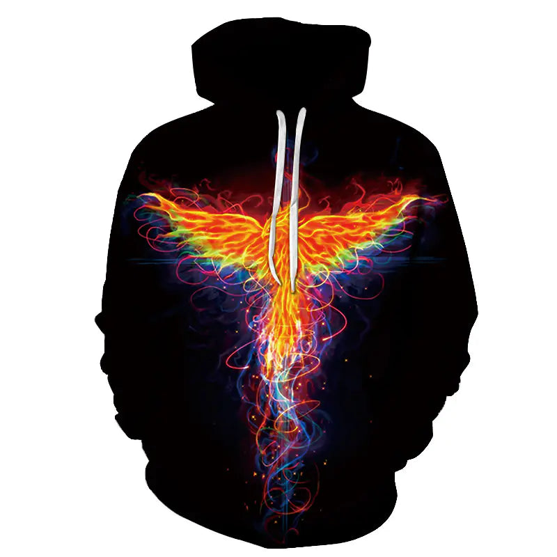 Flame Phoenix Series Versatile Loose Hoodie Top