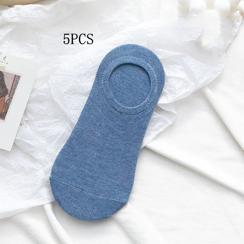 Solid Color Invisible Boat Socks for Men and Women