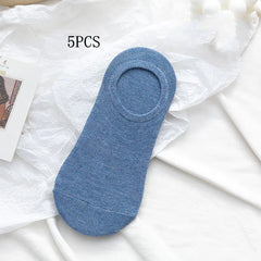 Solid Color Invisible Boat Socks for Men and Women