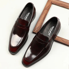 Men's Square-Toe Patent Leather Formal Business Shoes