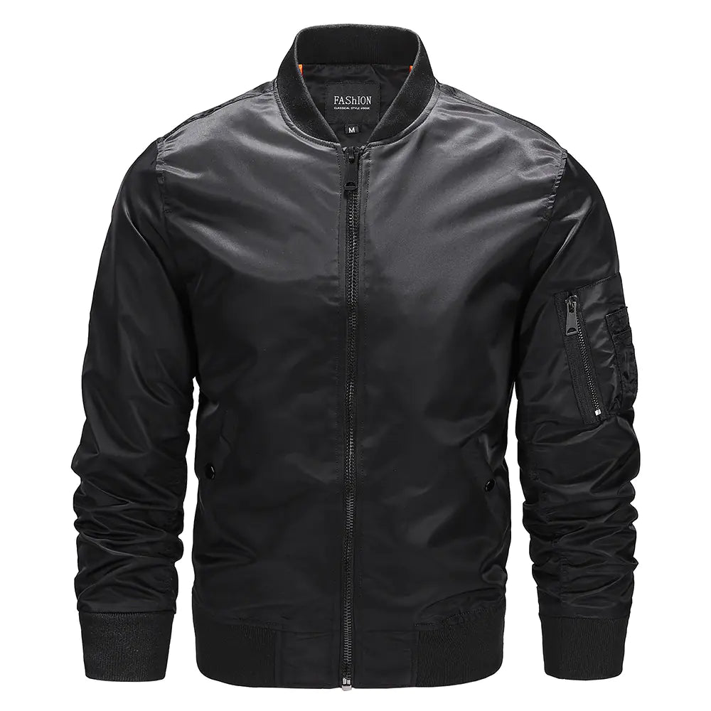 Men's Thin Stand Collar Flight Jacket for Spring & Autumn