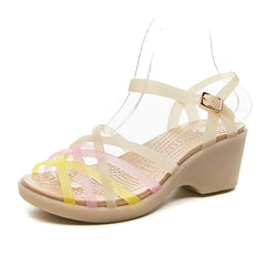 Colorful Striped High Heel Soft Summer Sandals