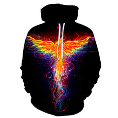 Flame Phoenix Series Versatile Loose Hoodie Top