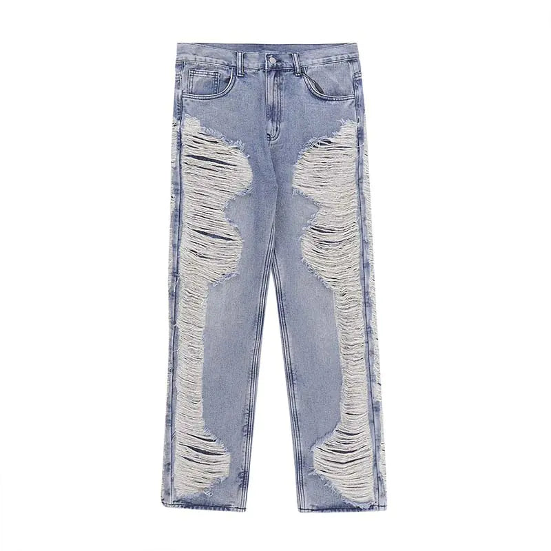 Worn Out Cat Whisker Hip-hop Straight Jeans