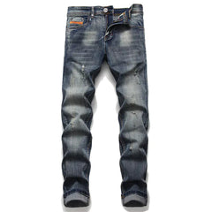 Non-Iron Ripped Straight Fit Men's Micro-Stretch Jeans