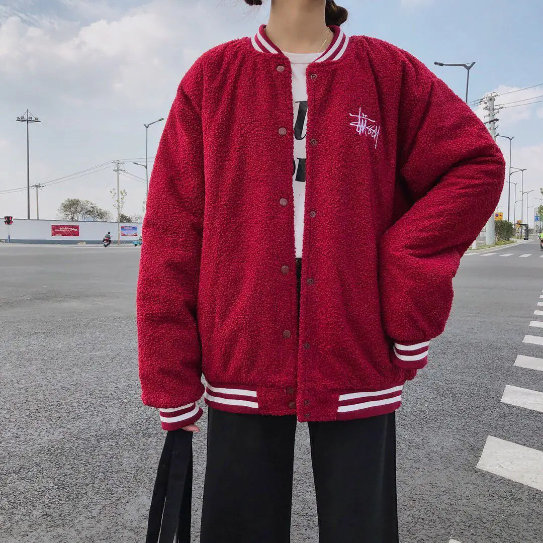 Stussy Embroidered Unisex Oversized Baseball Jacket