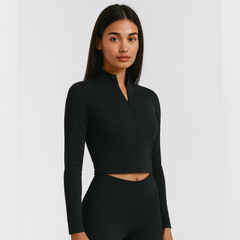 4013 - Women's Athletic Cropped Zipper Jacket