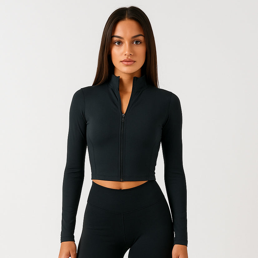 4013 - Women's Athletic Cropped Zipper Jacket