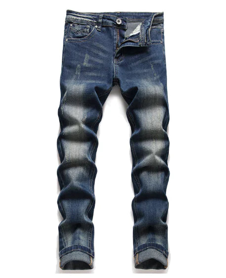 Non-Iron Ripped Straight Fit Men's Micro-Stretch Jeans