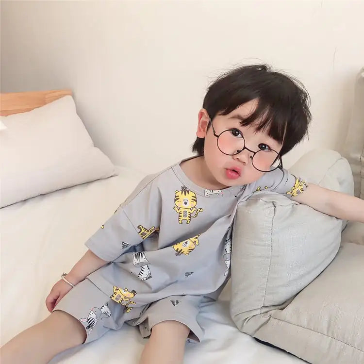 Summer Thin Half-Sleeved Home Service Suits for Kids