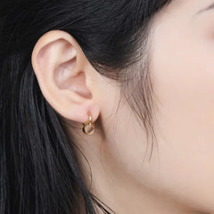 Forest-Inspired Water Drop Earrings with Natural Rose Quartz