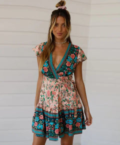 2020 Summer Fashion Print Knot Front Dress for Women