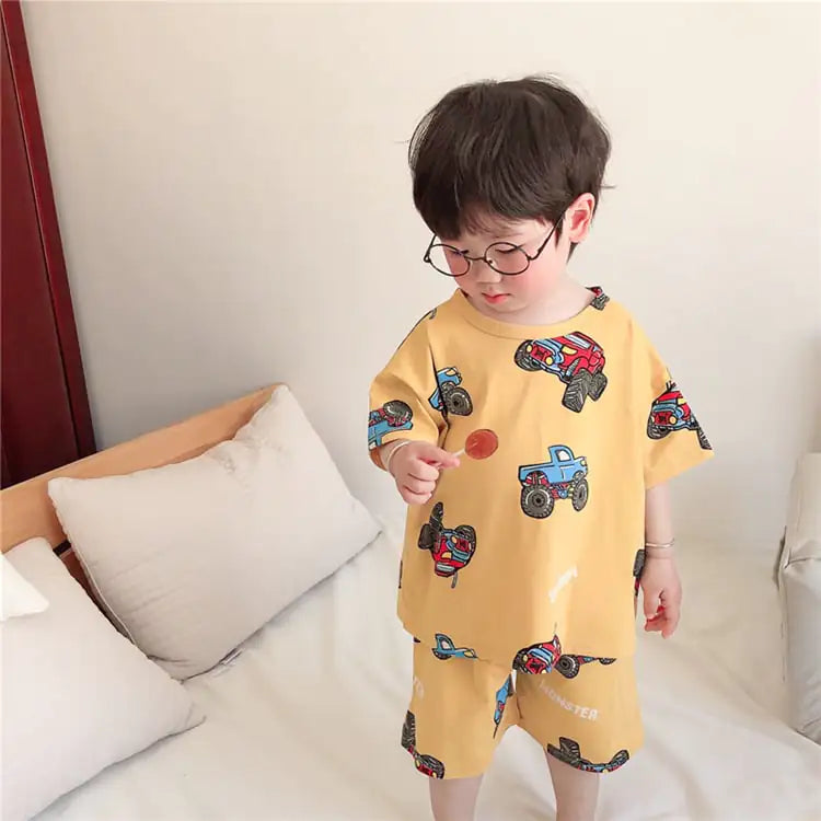 Summer Thin Half-Sleeved Home Service Suits for Kids