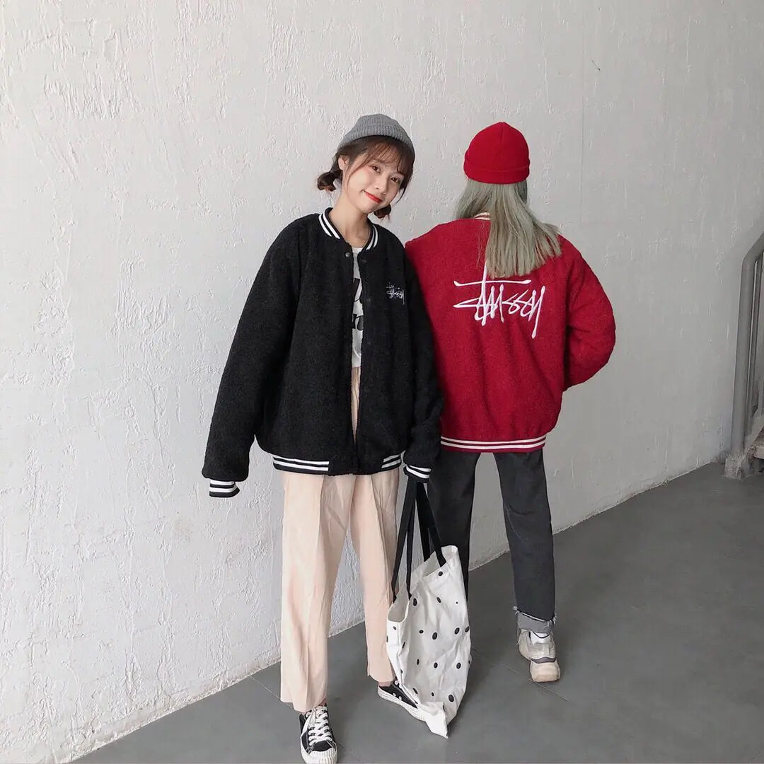 Stussy Embroidered Unisex Oversized Baseball Jacket