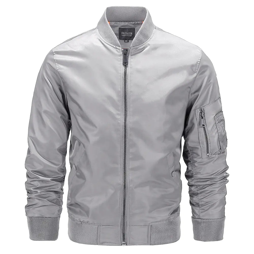 Men's Thin Stand Collar Flight Jacket for Spring & Autumn