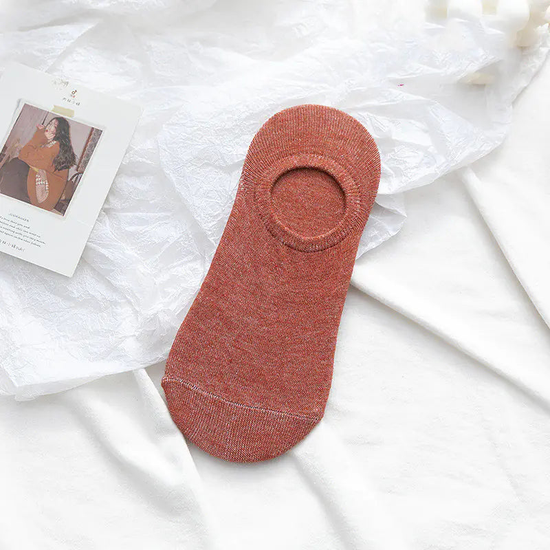 Solid Color Invisible Boat Socks for Men and Women