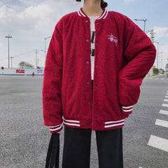 Stussy Embroidered Unisex Oversized Baseball Jacket
