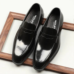 Men's Square-Toe Patent Leather Formal Business Shoes