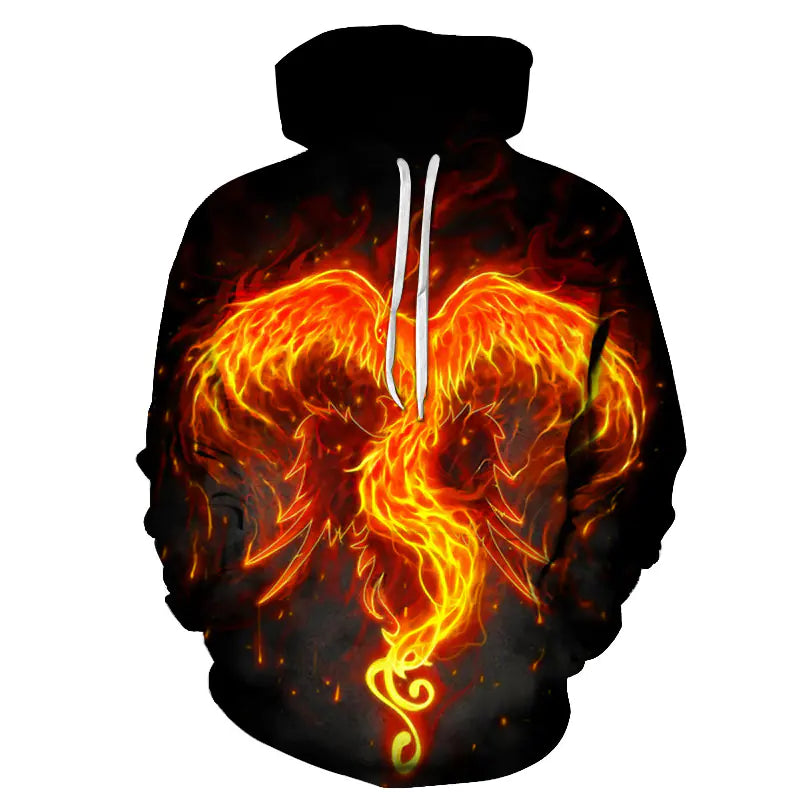 Flame Phoenix Series Versatile Loose Hoodie Top