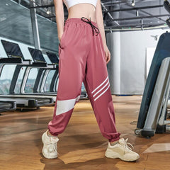 Spring Casual Athletic Pants Women's Loose-Fit Comfortable Running Trousers Breathable Quick-Dry Patchwork Sweatpants