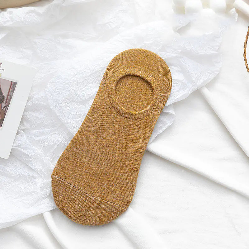 Solid Color Invisible Boat Socks for Men and Women