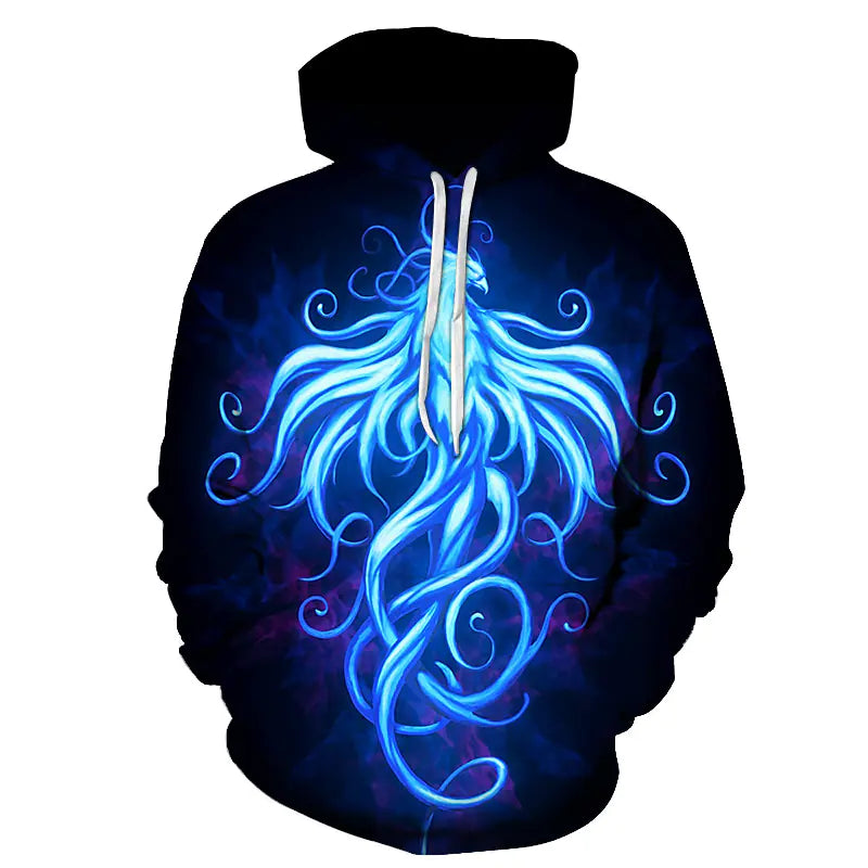 Flame Phoenix Series Versatile Loose Hoodie Top