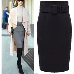Thick Solid Color Mid-Length Woolen Skirt