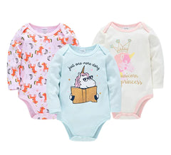 Long Sleeve Cotton Baby Bodysuit 3-Piece Set (1 Piece)