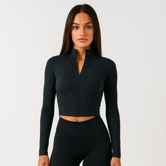 4013 - Women's Athletic Cropped Zipper Jacket