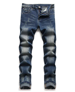 Non-Iron Ripped Straight Fit Men's Micro-Stretch Jeans