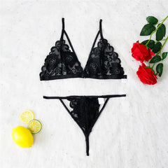 Lace Seduction Lingerie Set with Stockings (3 Pieces)